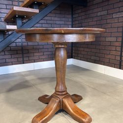 Round Pottery Barn Wood End Tables 26”