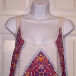 Red Camel Tank Top With Lace Size Large 