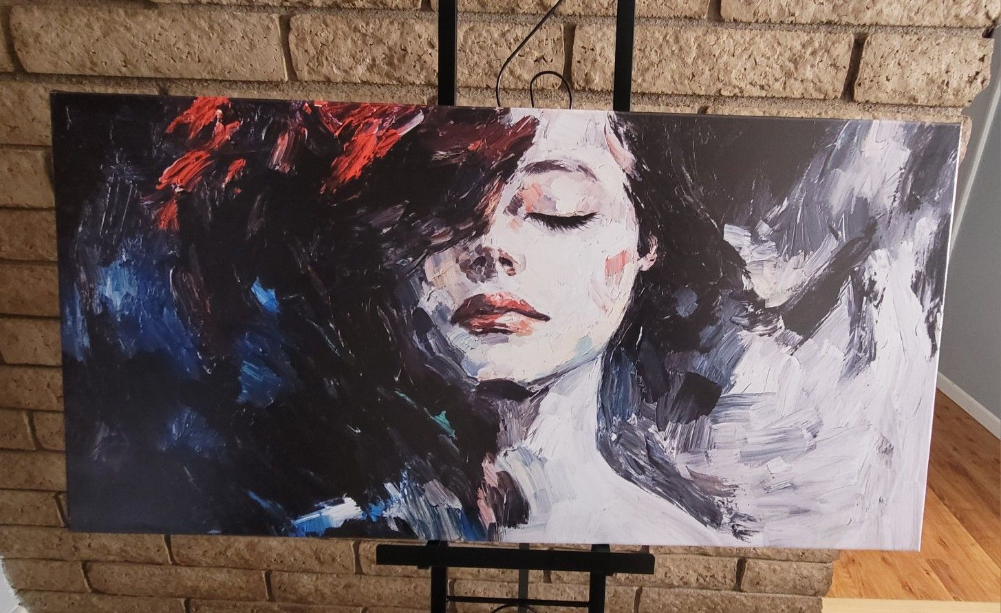 Contemplative Girl Wall Art Print / Canvas Wall Hanging Decor 20x40