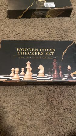 2 in 1 wooden chess checkers set