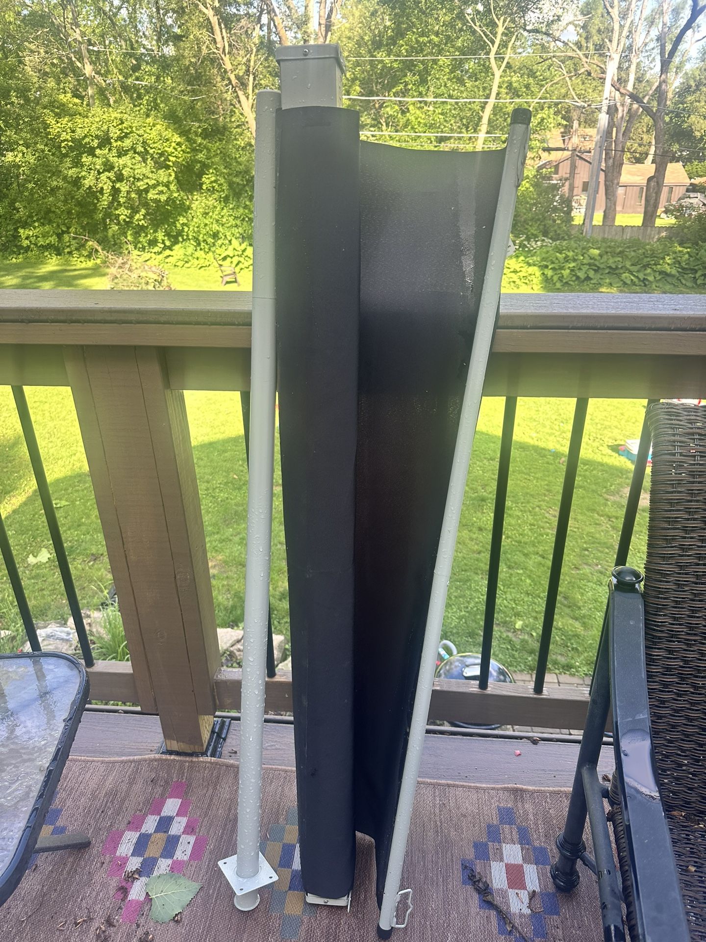 Black Extra Wide Retractable Side Awning Sunshade for Patio or Deck