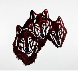 Wildlife 3 Wolf Heads Metal Sign 15x15.5 18 Gauge Steel