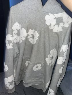 Grey Denim Tear Hoodie