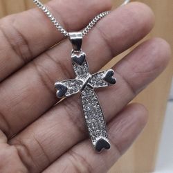 Silver Cross Pendant Necklace 