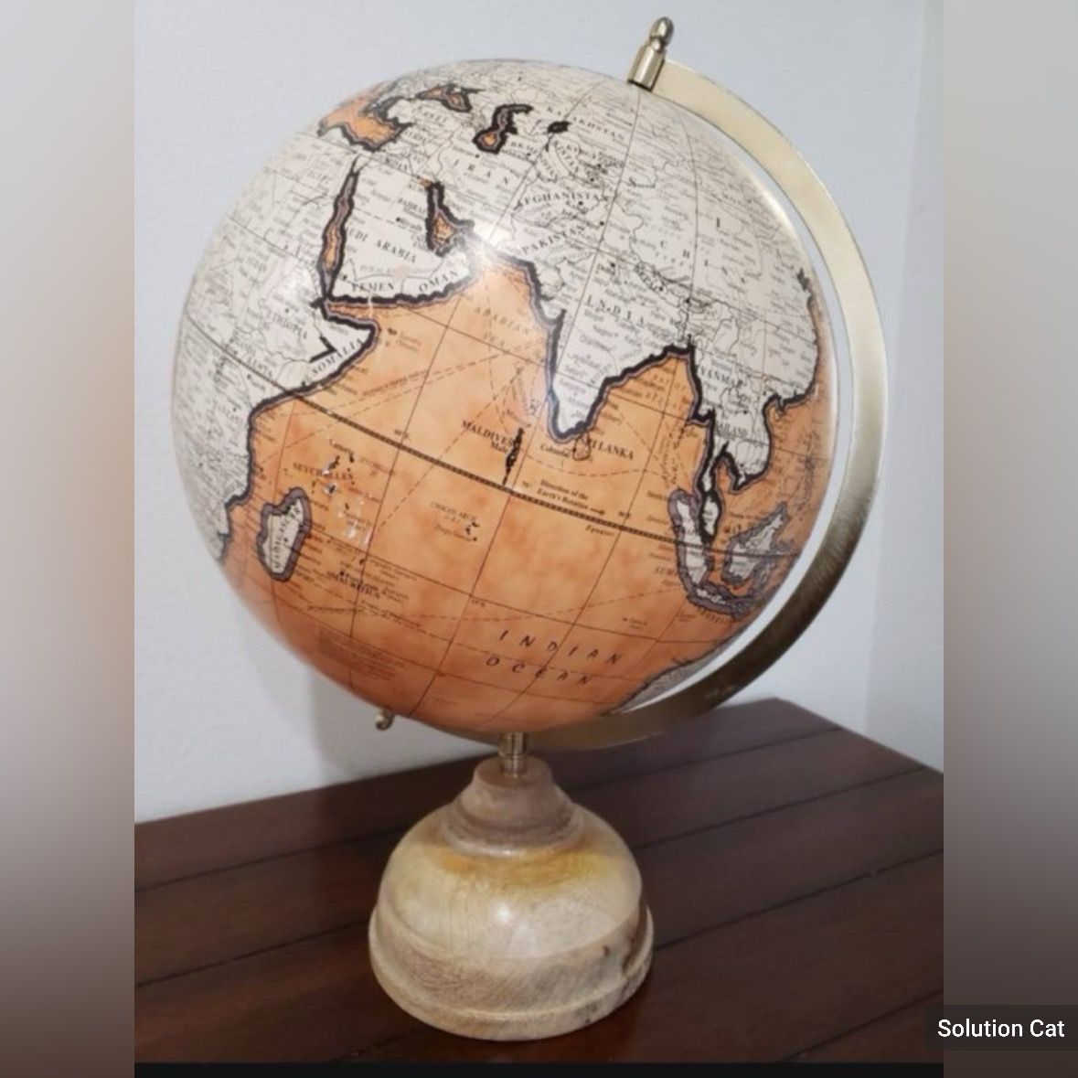 12” Vintage World Globe on Wood Base – Retro Office Desk Decor - $45