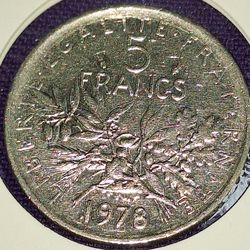 1978 France 5 Franc Coin