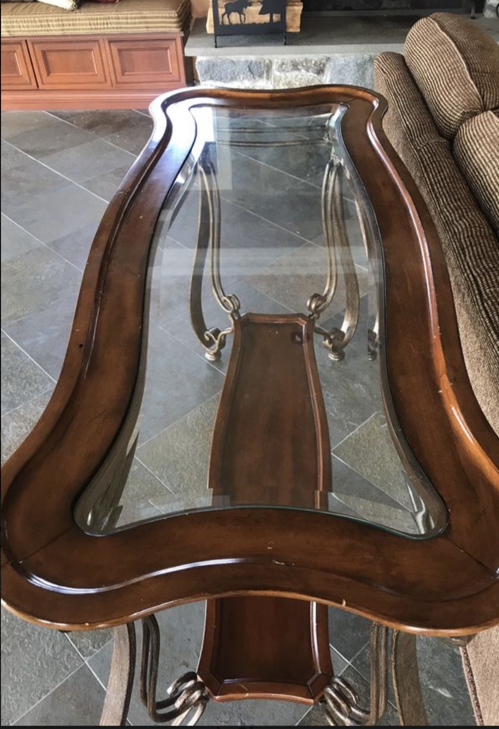 Glass top console table