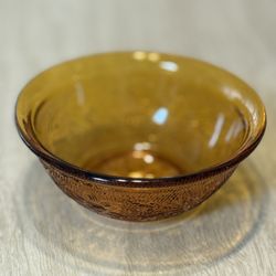 Vintage Tiara Indiana Glass Sandwich Pattern Amber Glass Bowl – Berry or Sauce Dish