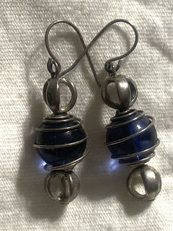 Blue Marble Earrings