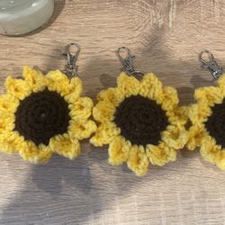 Crochet Sunflower Keychain