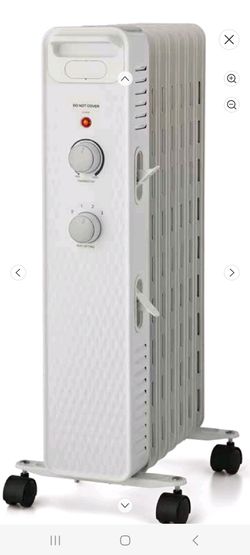 Mainstays 1500W Mechanical Oil Filled Electric Radiant Space Heater, White, New, WSH07O2AWW