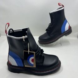 Dr. Martens 1460 THE WHO TARGET Smooth Black Leather Boots Women’s Size 6 NEW