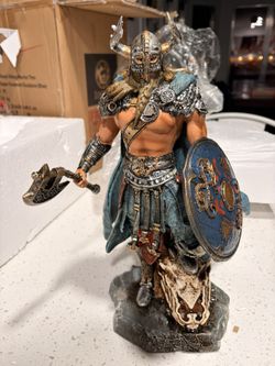 LOOYAR Resin Viking Warrior Thor Dragon Slayer Resin Statue 13"
