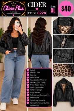 Cider Black Faux Leather Jacket Size XL
