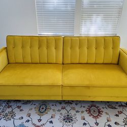 Atwater Living Lenna Tufted Futon, Color Mustard 
