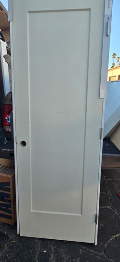 28 in. x 80 in. 1 Panel Left-Handed Primed Composite Solid Core Single Prehung Interior Door 4-9/16 in. Flat Jamb