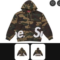 Supreme Big Logo Zip Up Hooded Sweatshirt