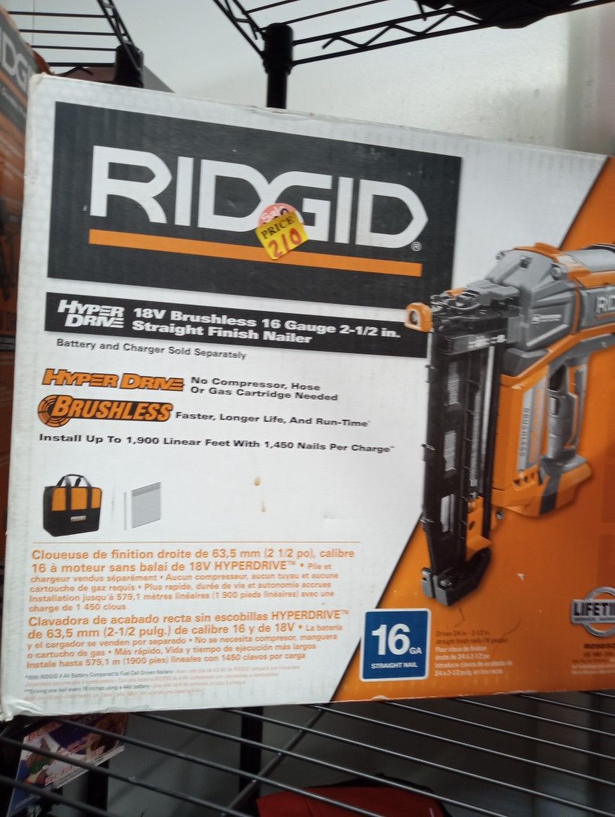 Ridgid New 18v Brushless 16 Gauge 
