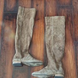Free People brown suede leather over the knee distressed zipper boots EU 39 US 8