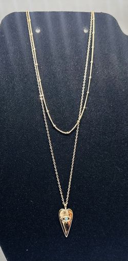 ✨Gold Tone Layered Necklace with Evil Eye Pendant