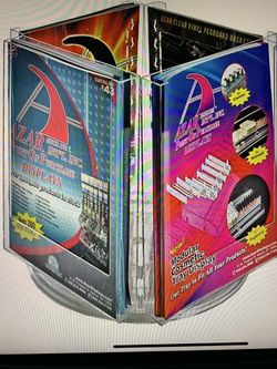NEW Azar® 11 1/2" x 9" Letter Size 4-Pocket Revolving Modular Crystal Styrene Brochure Holder IN BOX NEVER OPENED