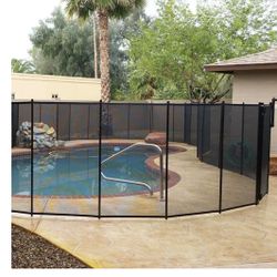 Domi Pool Fence 5Ft x 12Ft Swimming Pool Fence in Ground Pool Safety Fencing, Black