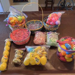 Easter baskets and eggs