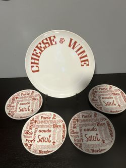 Seymour Mann Gourmet’s Choice Wine And Cheese Platter & 4 Plates