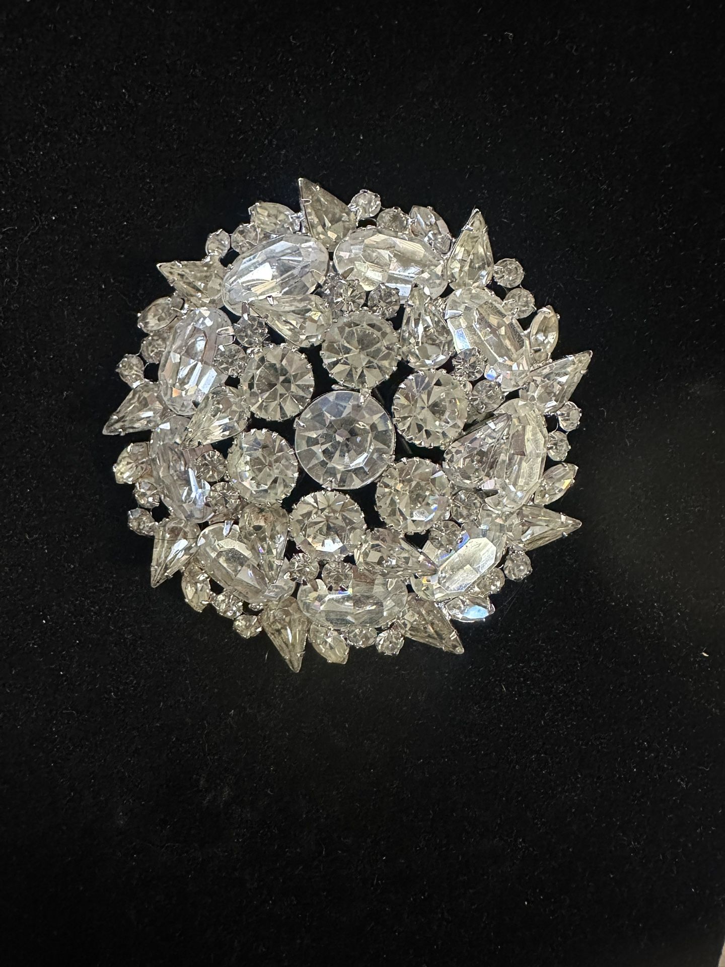 VINTAGE LARGE Crystal Brooch Costume Jewelry