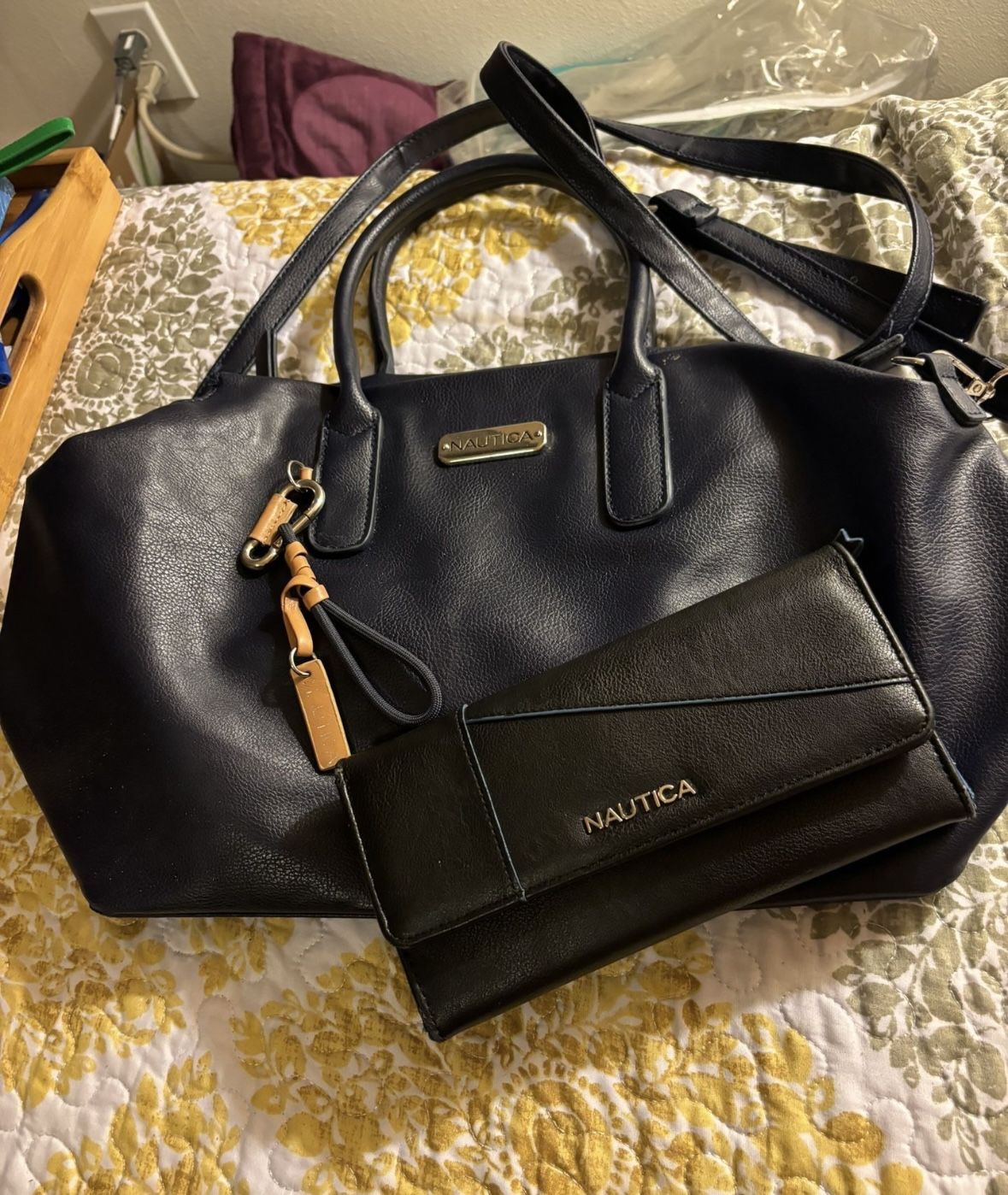 Nautica’s Two Piece Bundle Set ( Shoulder Purse & Tri-Fold Wallet Set )