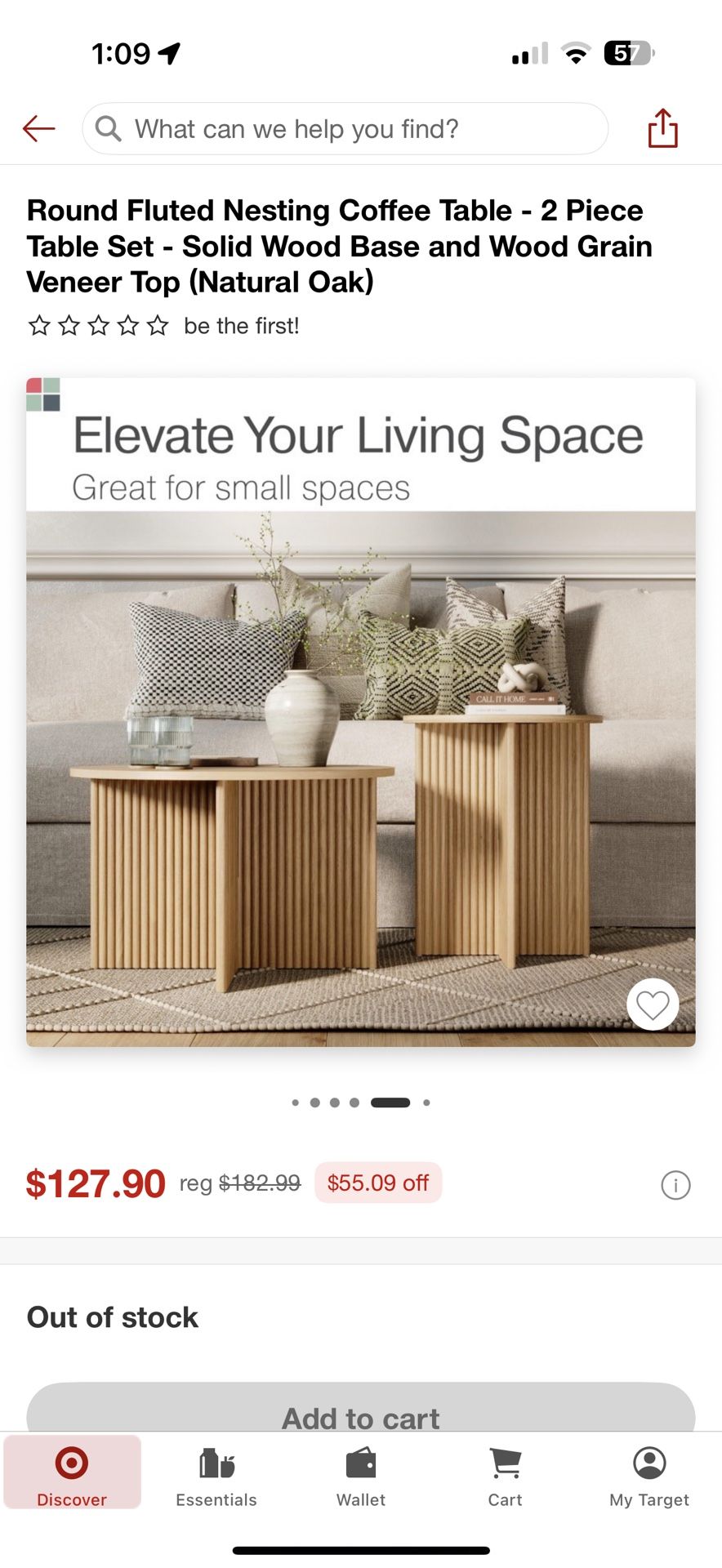NEW Stead Round Fluted Accent Table + Nesting Coffee Table Set – Natural Oak