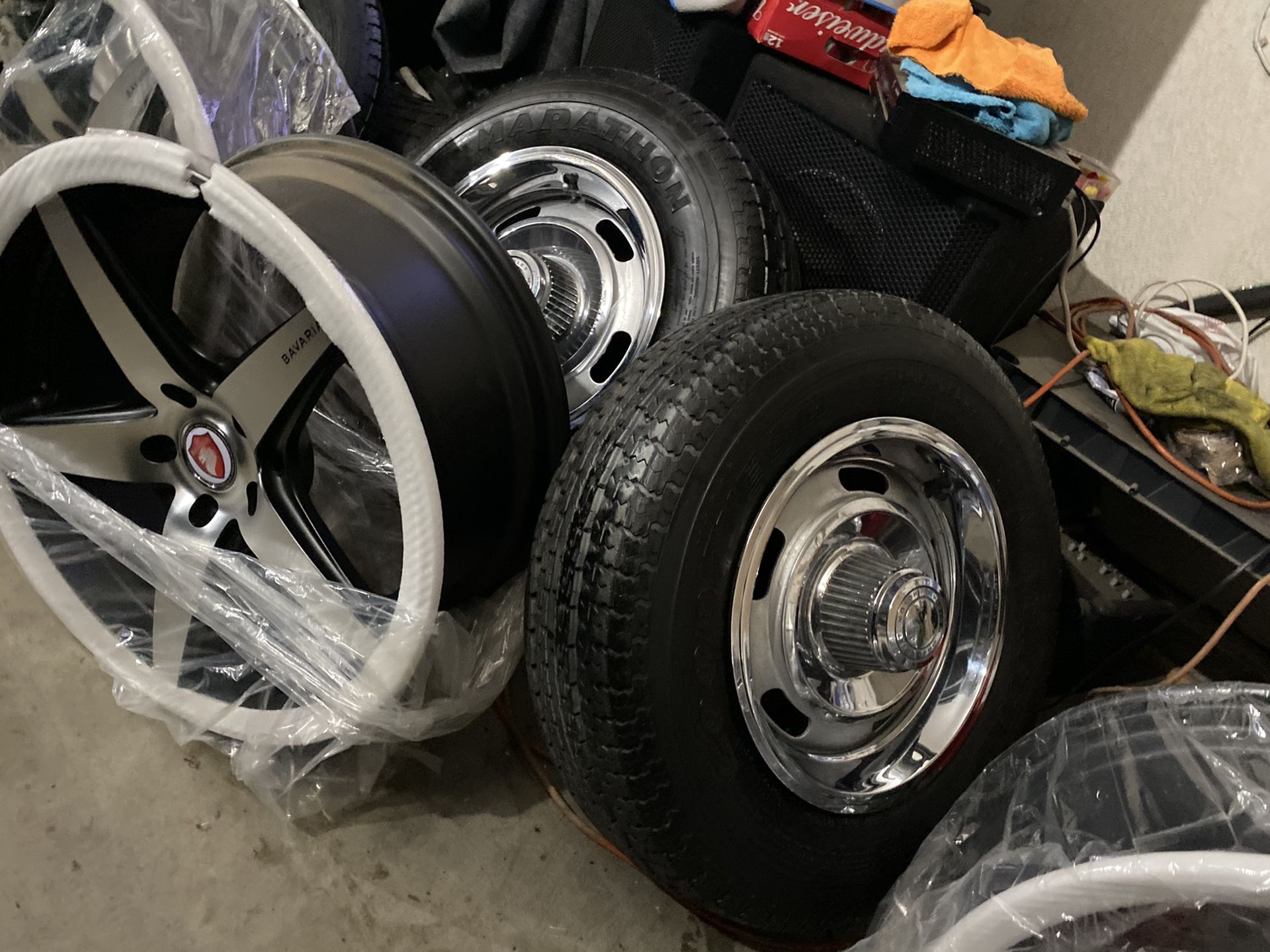 RALLY WHEELS rims 14 inch 205/75/14 tires rims are used tires are new