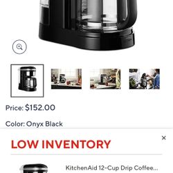 kitchen aid 12 cup drip coffee maker 