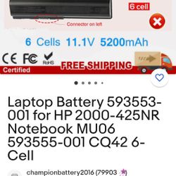 Hp 593553-001 Laptop Batterys 