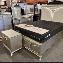 New Queen Or King Size 4pc Bedroom Set With Dresser Mirror Nightstand Without Mattress And Free Delivery 