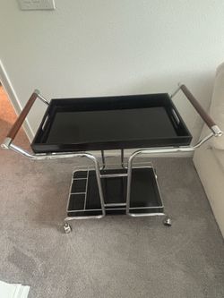 Modern Rolling Bar Cart with Removable Serving Tray