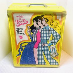Vintage 1974 Mattel The World Of Barbie Three Doll Trunk Case