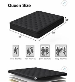 12 inch Queen Mattress in a Box, Hybrid Gel Memory Foam with Individually Wrapped Pocket Coils, Medi