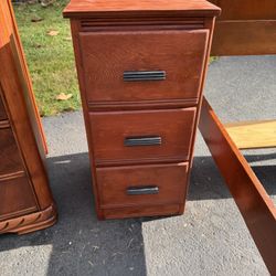 Vintage Solid Wood 3 Drawer Bed Side Nightstand 