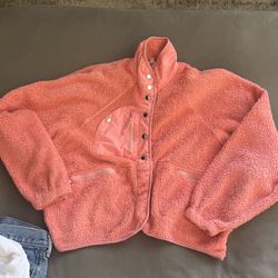 Pink Peach cute Sherpa Jacket activewear 