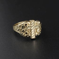 14k Cross Nugget Ring STAMPED 14k GOLD FILLED 