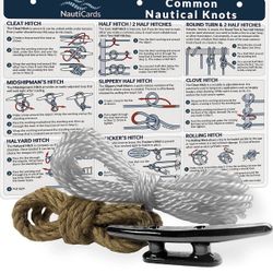 Deluxe Nautical Knot Tying Kit - Waterproof Nautical Knot Guide, 6 Boat  Cleat, Jute & Poly Ropes - Master 21 Sailing & Boating Knots with This