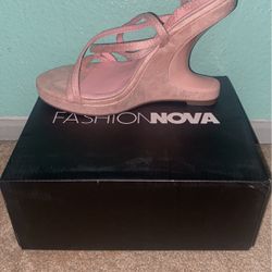 Nude/Pink Novelty Heel Wedges - 10 - Fashion Nova