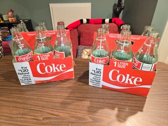 Vintage Coca-Cola 1 Liter Glass Bottles 6-Pack Carriers