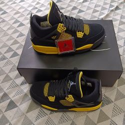 Nike Jordan Aj4 Thunder God Black And Yellow Sneakers

