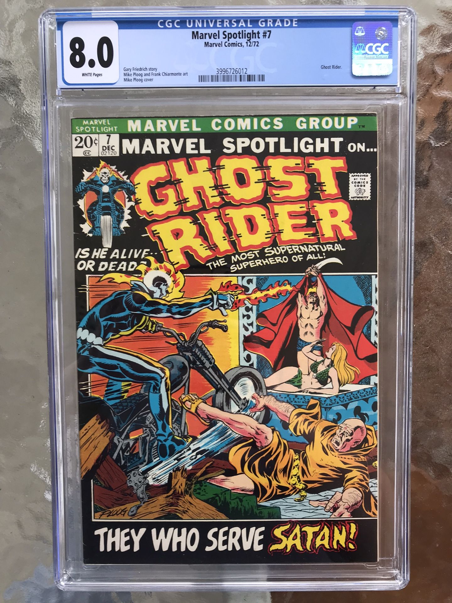 Marvel Spotlight #7 (1972) CGC 8.0 — White Pages; 3rd Ghost Rider appearance