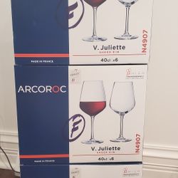 NEW Lot of 18 Arcoroc V Juliette Sheer Rim Clear Wine Glasses Crystal France N4907 40 CL 