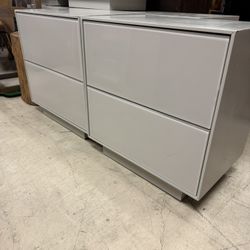 Pair Of West Elm Emilia Light Gray Nightstands - 23” x 16” - Good Condition- Retail: $1299