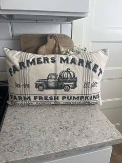 Farmers market farm fresh pumpkins throw pillow $15