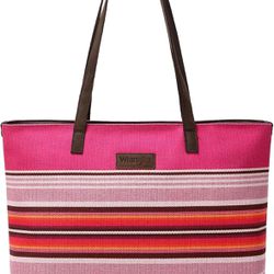 Wrangler Tote Purse Bag Aztec Canvas Shoulder Bags, Pink